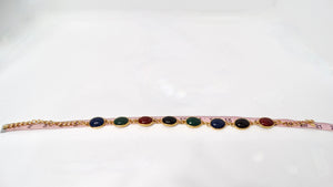 1970s Kenneth Jay Lane Multicolor Carved Scarab Gold Tone Necklace