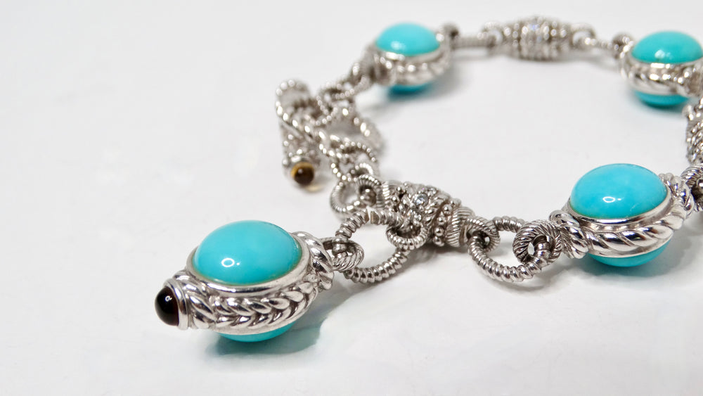 Judith Ripka Turquoise & Citrine Sterling Silver Toggle Bracelet