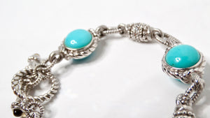 Judith Ripka Turquoise & Citrine Sterling Silver Toggle Bracelet