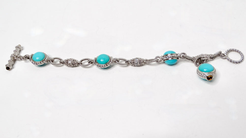 Judith Ripka Turquoise & Citrine Sterling Silver Toggle Bracelet