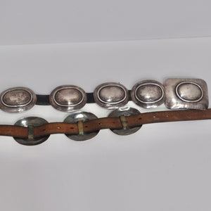 1980s Concho Silver Leather Belt