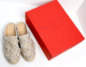 Valentino Garavani Resort Crystal Knot Caged Espadrille Mules