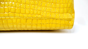 Dries Van Noten Yellow Glossed Faux Croc Large Clutch Bag