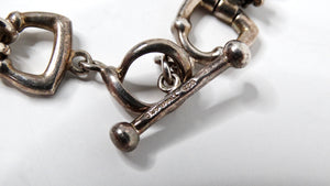 Vintage Michael Dawkins Sterling Silver Stirrup Style Link Toggle Bracelet