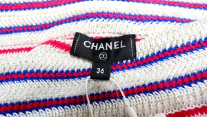 Chanel 2019 La Pausa Striped Knit Mini Skirt With Gold-Tone Buttons