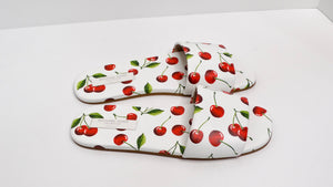 Michael Kors Collection Cherry Print Leather Delphine Slides