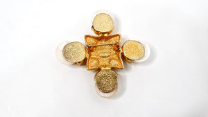 Escada 1990s Multicolor Cross Pearl Gold-Tone Brooch