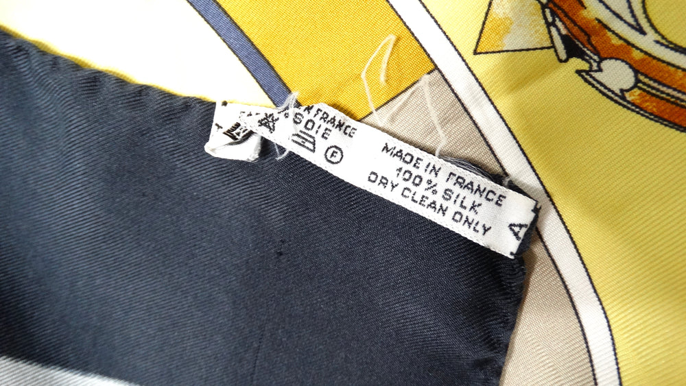Vintage Hermes Parmi Les Fleurs Compass Print Scarf