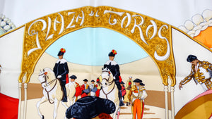 HERMES プリーツスカーフ PLAZA DE TOROS エルメス Vintage Hermes 