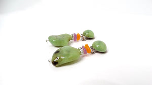 Beaded Colorful Costume Jade Dangle Clip-On Earrings