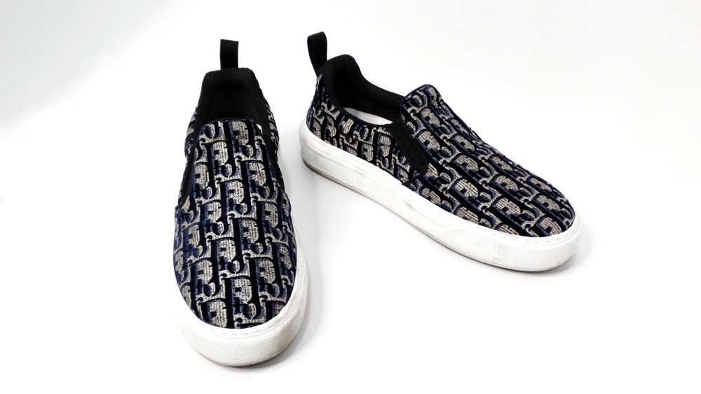 Christian Dior Oblique Navy Monogram Slip-On Sneakers