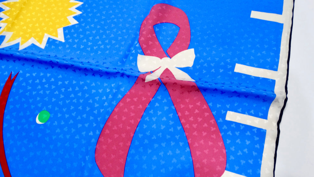1990s Tiffany & Co Breast & Awareness Multicolor Print Silk Scarf