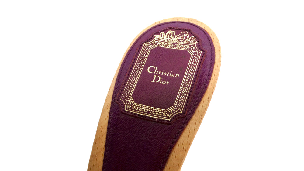 Christian Dior Y2K Purple Leather & Wooden Heeled Sandals