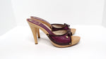 Christian Dior Y2K Purple Leather & Wooden Heeled Sandals