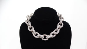 Rhinestone Silver-Tone Chunky Link Chain Choker Necklace