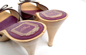 Christian Dior Y2K Purple Leather & Wooden Heeled Sandals