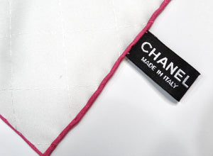 Chanel Splash Interlocking CC Printed Ivory Silk Scarf