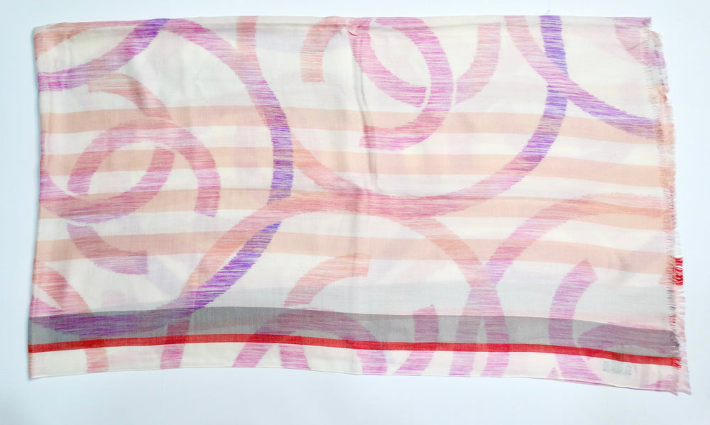 Chanel Multicolor Interlocking CC Printed Silk & Cashmere Pashmina Shawl