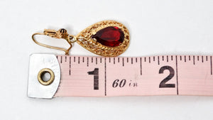 1980s Victorian Style Garnet 14k Gold Drop Earrings