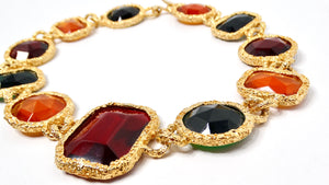 1980s Chanel-Like Colorful Jewel-Tone Costume Statement Necklace