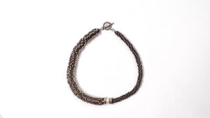 Cucinelli-Like Asymmetrical Silver-Tone Spiral Beaded Necklace