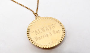 1960s Hebrew "Luck" 14K Gold Medallion Pendant Necklace