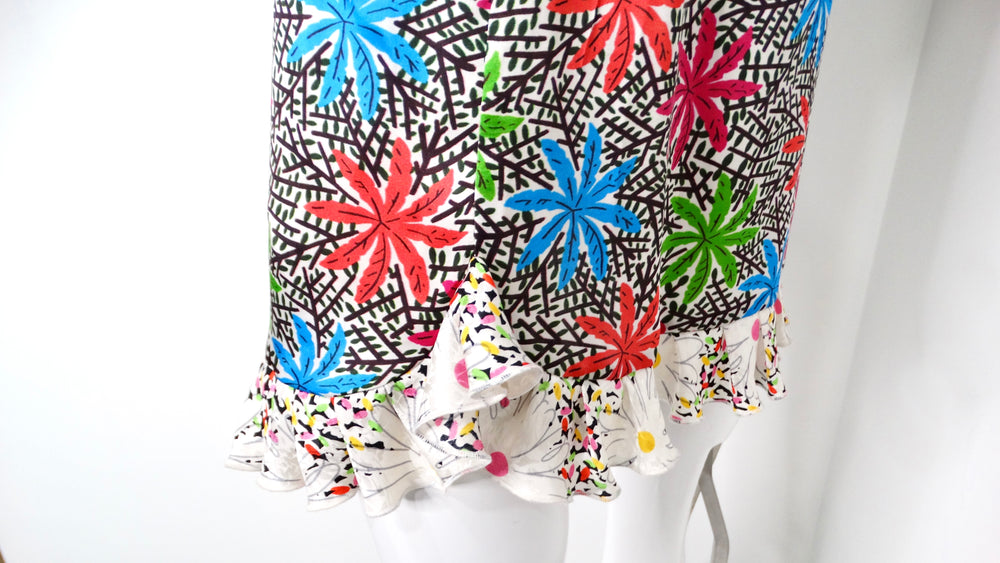 Duro Olowu Bright Flower Print Silk Long Sleeve Belted Button-Up Dress