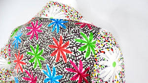 Duro Olowu Bright Flower Print Silk Long Sleeve Belted Button-Up Dress