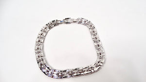 Cartier Inspired Silver Plated Rhinestone Link Necklace