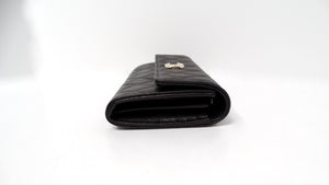 Chanel 2024 Black Caviar Quilted Leather Long Flap Wallet