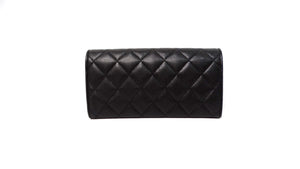 Chanel 2024 Black Caviar Quilted Leather Long Flap Wallet