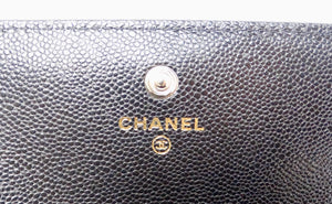 Chanel 2024 Black Caviar Quilted Leather Long Flap Wallet