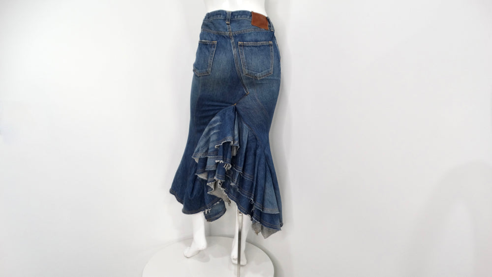 Junya Watanabe Comme des Garçons Long Denim Ruffle Back Skirt
