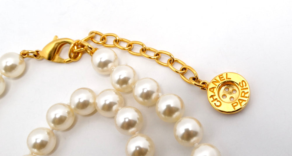 Chanel Double CC & Pearl Strand Necklace