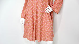M Missoni Pink & Metallic Gold Knit A-Line Long Sleeve Dress