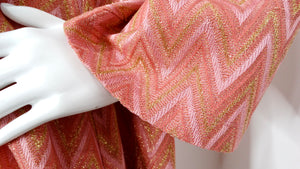 M Missoni Pink & Metallic Gold Knit A-Line Long Sleeve Dress