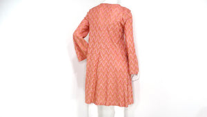 M Missoni Pink & Metallic Gold Knit A-Line Long Sleeve Dress