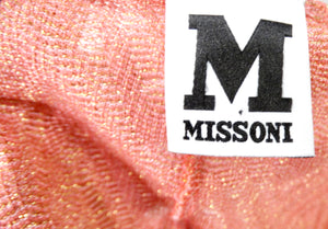 M Missoni Pink & Metallic Gold Knit A-Line Long Sleeve Dress