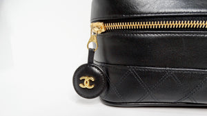 Chanel 1990s Black Quilted Lambskin Vanity Case