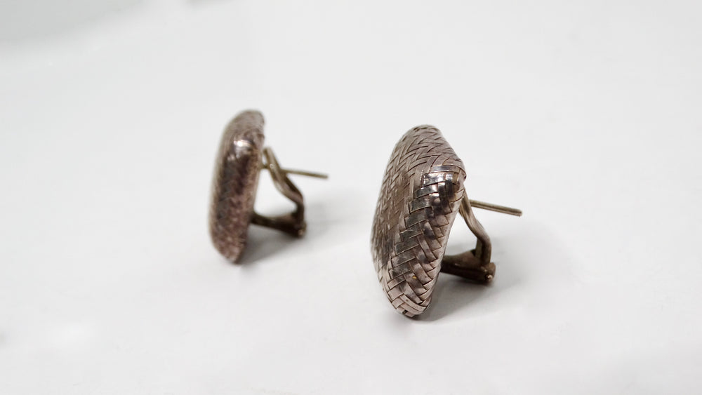 1985 Angela Cummings Sterling Silver Woven Square Earrings