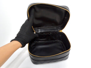 Chanel 1990s Black Quilted Lambskin Vanity Case