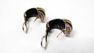 Vintage David Yurman Ear Clip Two-Tone 14k Gold & Sterling Silver Hoop Earrings