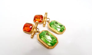 Les Bernard 1980s Chanel Inspired Jewel-Tone Clip-On Earrings