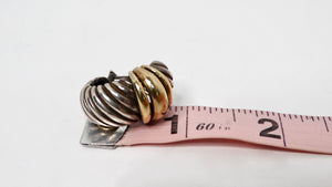 Vintage David Yurman Ear Clip Two-Tone 14k Gold & Sterling Silver Hoop Earrings