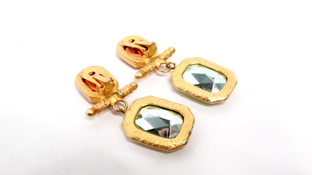 Les Bernard 1980s Chanel Inspired Jewel-Tone Clip-On Earrings