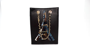 Chanel 2017 Minaudière Swarovski Crystal Eiffel Tower Motif Leather Tote