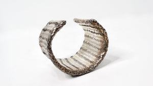 1980s Woven Sterling Silver Wide Cuff Bracelet