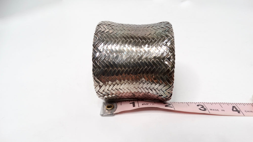 1980s Woven Sterling Silver Wide Cuff Bracelet