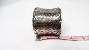 1980s Woven Sterling Silver Wide Cuff Bracelet