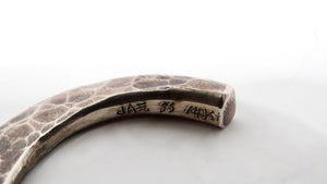 Vintage Handmade Hammered Sterling Silver & 14k Gold Cuff